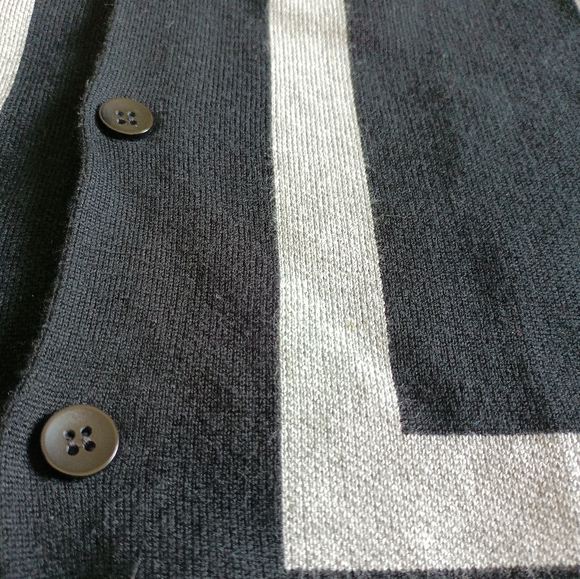 Marc Asher Mens Black and Gray Geometric Button-Up Short Sleeve Sweater S - Picture 5 of 5